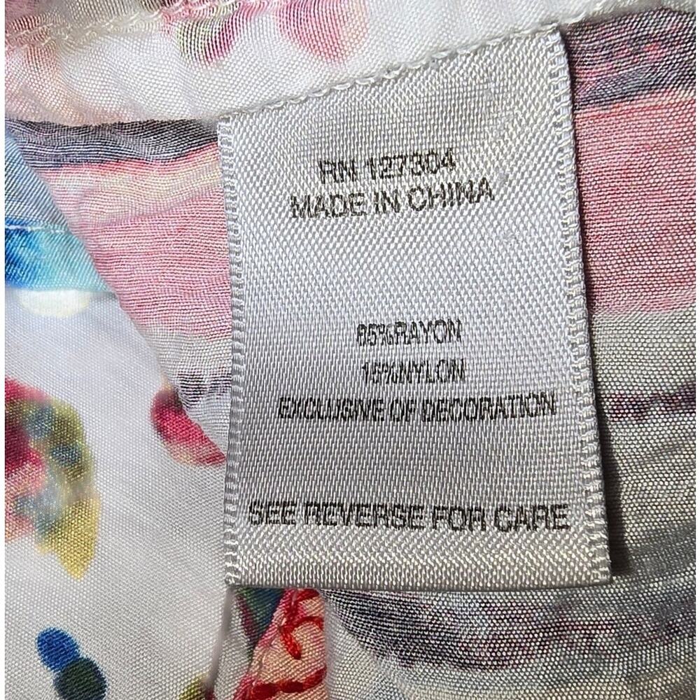 John Mark Mix Floral Button Front Tunic Embroidered 3/4 Sleeve Light Women's 1x - Picture 8 of 9